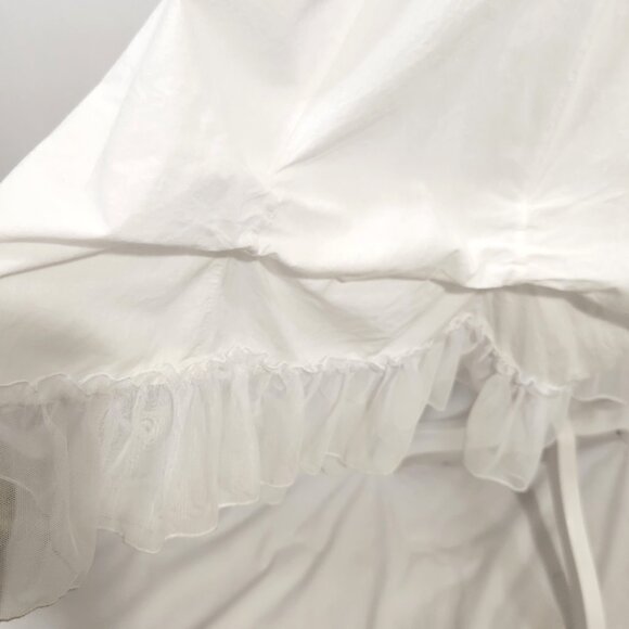 Forever 21 Size Small White Embroidered Ruched Tulle Hem Smocked Midi Dress - Picture 12 of 16